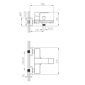 Смеситель для ванны однорычажный Volle De la Noche черный 10-40-2100-black