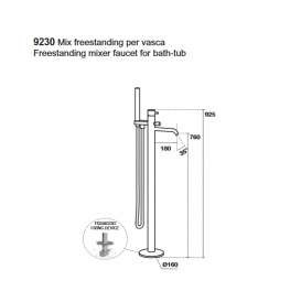 Смеситель для ванны отдельностоящий Kerasan Nolita однорычажный с ручным душем хром 923090