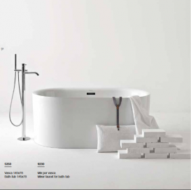 Смеситель для ванны отдельностоящий Kerasan Nolita однорычажный с ручным душем никель 923094