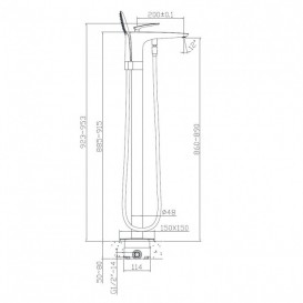 Смеситель для ванны отдельностоящий Volle однорычажный с ручным душем хром 12-33-101