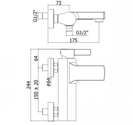 Змішувач для ванни Paffoni Rock RO 023 CR
