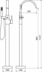 Змішувач для ванни Ravak Freedom FM 080.00 підлоговий з ручною лійкою латунь хром X070059