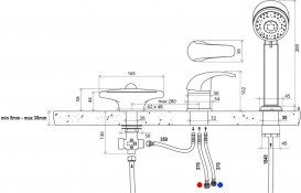 Змішувач для ванни Ravak Rosa RS 025.00 змішувач на 3 отвори X07P003