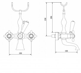 Смеситель для ванны RESP LADY с ручным душем хром 140.011 CR RESIN