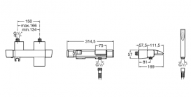 Змішувач для ванни Roca Thesis двухвентильний з термостатом хром A5A1150C00