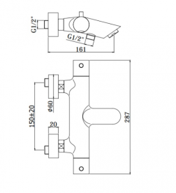 Змішувач для ванни з термостатом Paffoni Light хром LIQ 023 CR