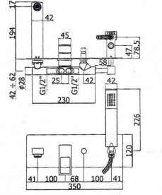 Змішувач для ванни прихований (вбудований) з душовим гарнітуром Paffoni Effe хром EF 001 CR