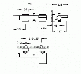 Смеситель для ванны Tres Project-Tres с душем хром 21117001