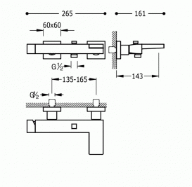 Смеситель для ванны Tres Slim-Tres с душем хром 20217001