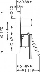 Змішувач для душу прихованого монтажу Hansgrohe Axor Citterio шліфований чорний хром 39455340