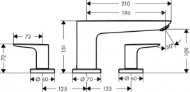 Змішувач Двохважеля на борт ванни Hansgrohe колекція Talis E хром 71747000