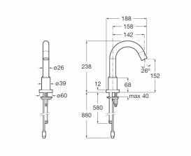Змішувач електронний для раковини Roca Loft-E з блоком попереднього змішування води A5A3343C00