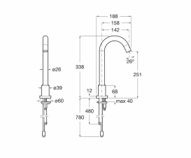 Змішувач електронний для раковини Roca Loft-E з блоком попереднього змішування води A5A3843C00