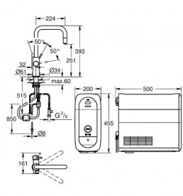 Смеситель Grohe Blue Home с функцией очистки воды со стартовым комплектом нержавеющая сталь 31543DC0