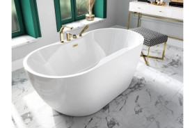 Змішувач на борт ванни Besco Decco із душовим гарнітуром золото BW-D4-ZL