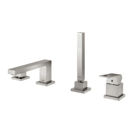 Смеситель на борт ванны Grohe Eurocube с душевым гарнитуром суперсталь 19897DC1