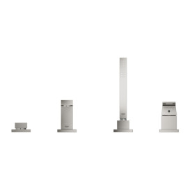 Смеситель на борт ванны Grohe Eurocube с душевым гарнитуром суперсталь 19897DC1