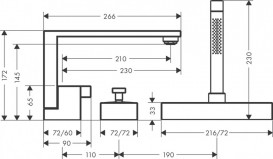 Смеситель на борт ванны Hansgrohe Axor Edge на 3 отверстия хром 46430000