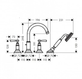 Смеситель на борт ванны Hansgrohe Axor Montreux шлифованный никель16550820