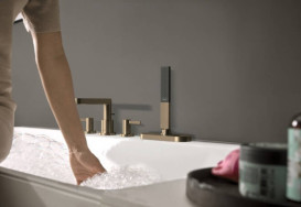 Змішувач на борт ванни Hansgrohe Finoris на 4 отвори бронза матова 76444140