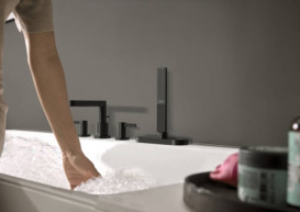 Змішувач на борт ванни Hansgrohe Finoris на 4 отвори чорний матовий хром 76444340