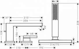 Смеситель на борт ванны Hansgrohe Tecturis E однорычажный на 3 отверстия хром 73443000