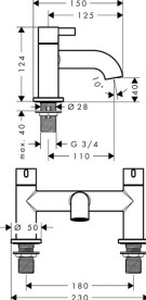 Змішувач на борт ванни Hansgrohe Zesis S двоважільний хром 74423000