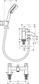 Смеситель на борт ванны Hansgrohe Zesis S с душевым гарнитуром черный матовый 74424670