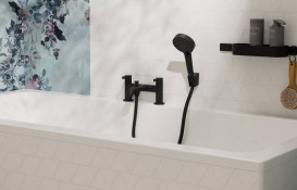 Смеситель на борт ванны Hansgrohe Zesis S с душевым гарнитуром черный матовый 74424670