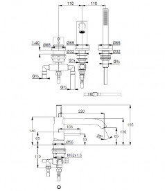 Змішувач на борт ванни Kludi Bozz на 3 отвори хром 384480576