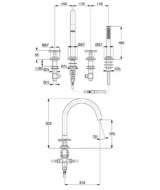 Змішувач на борт ванни Kludi Nova Fonte з душовим гарнітуром хром 204250520