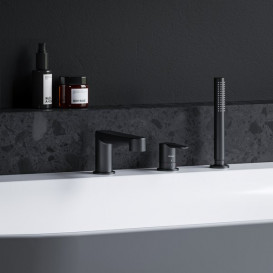 Смеситель на борт ванны Ravak Puri PU 026.20 на 3 отверстия черный X070186