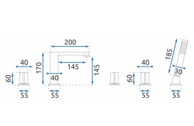 Змішувач на борт ванни Rea Icon із душовим гарнітуром чорний REA-B3622