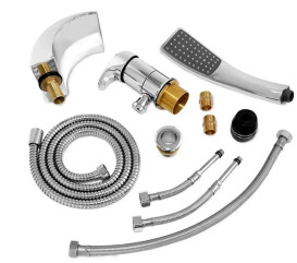 Смеситель на борт ванны Rea Riven однорычажный с душевым гарнитуром хром REA-B0457