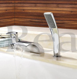 Смеситель на борт ванны Rea Riven однорычажный с душевым гарнитуром хром REA-B0457