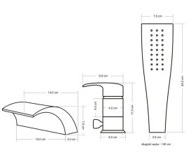 Змішувач на борт ванни Rea Riven одноважільний із душовим гарнітуром золото REA-B0497