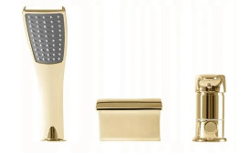 Змішувач на борт ванни Rea Riven одноважільний із душовим гарнітуром золото REA-B0497