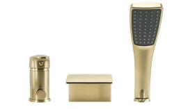 Смеситель на борт ванны Rea Riven однорычажный с душевым гарнитуром матовое золото REA-B0494