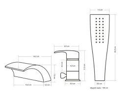 Смеситель на борт ванны Rea Riven однорычажный с душевым гарнитуром матовое золото REA-B0494