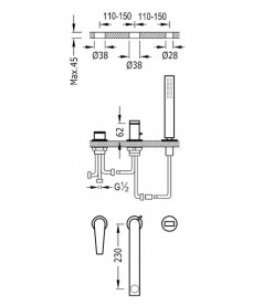Змішувач на борт ванни Tres Class-Tres з ручним душем хром 20516101