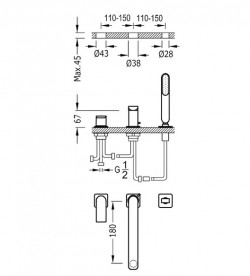 Смеситель на борт ванны Tres Loft colors с ручным душем черный матовый 20016203NM