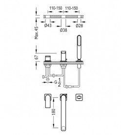 Змішувач на борт ванни Tres Loft-Tres з ручним душем хром 20016203