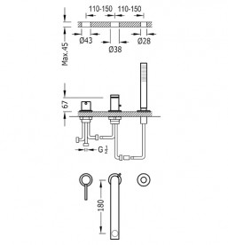 Смеситель на борт ванны Tres Max-Tres с ручным душем хром 06216103