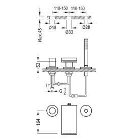 Смеситель на борт ванны Tres Max-Tres с ручным душем хром 06116101