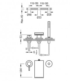 Смеситель на борт ванны Tres Max-Tres с ручным душем хром 162161