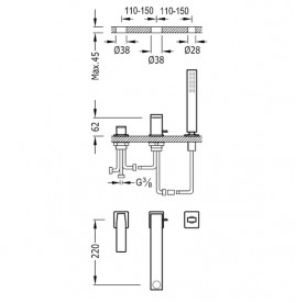 Смеситель на борт ванны Tres Slim colors с ручным душем белый матовый 20216101BM