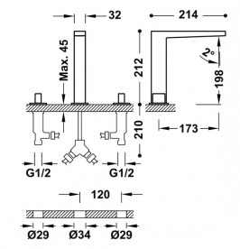 Смеситель на борт ванны Tres Slim colors двухвентильный черный матовый 20210501NM