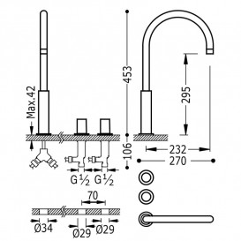 Смеситель на борт ванны Tres Study Exclusive двухвентильный бронзовый черный 06110502KMB