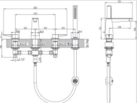 Змішувач на борт ванни Villeroy & Boch Conum на 4 отвори хром TVT12700200061