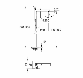 Смеситель для ванны Grohe Eurocube Joy напольный однорычажный хром 23667000